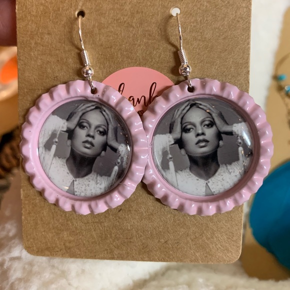 ⭐️Host pick!!! Diana Ross art handcrafted earrings Host Pick!🎉 - Picture 3 of 8